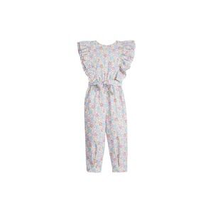 BISBY Sadie Jumpsuit 12 Bloomsbury Blue NWT Floral Ruffle Open Back Kids Girl